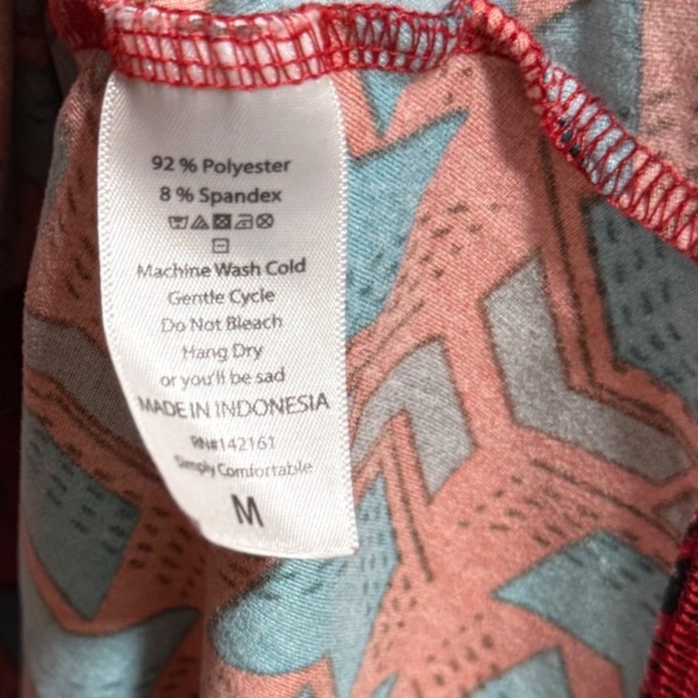 LuLaRoe Carly Dress‎ Womens Med Red Teal Geometric Chevron High Low Swing Dress - Picture 3 of 4